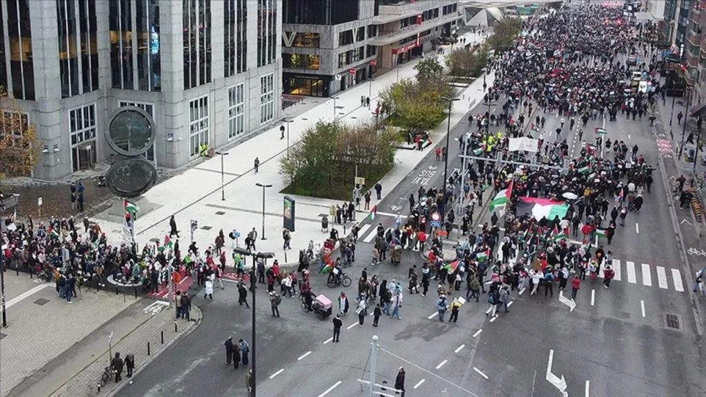 Brüksel’de Filistin Dayanışması: Göstericiler Ateşkes İhlallerini protesto Etti